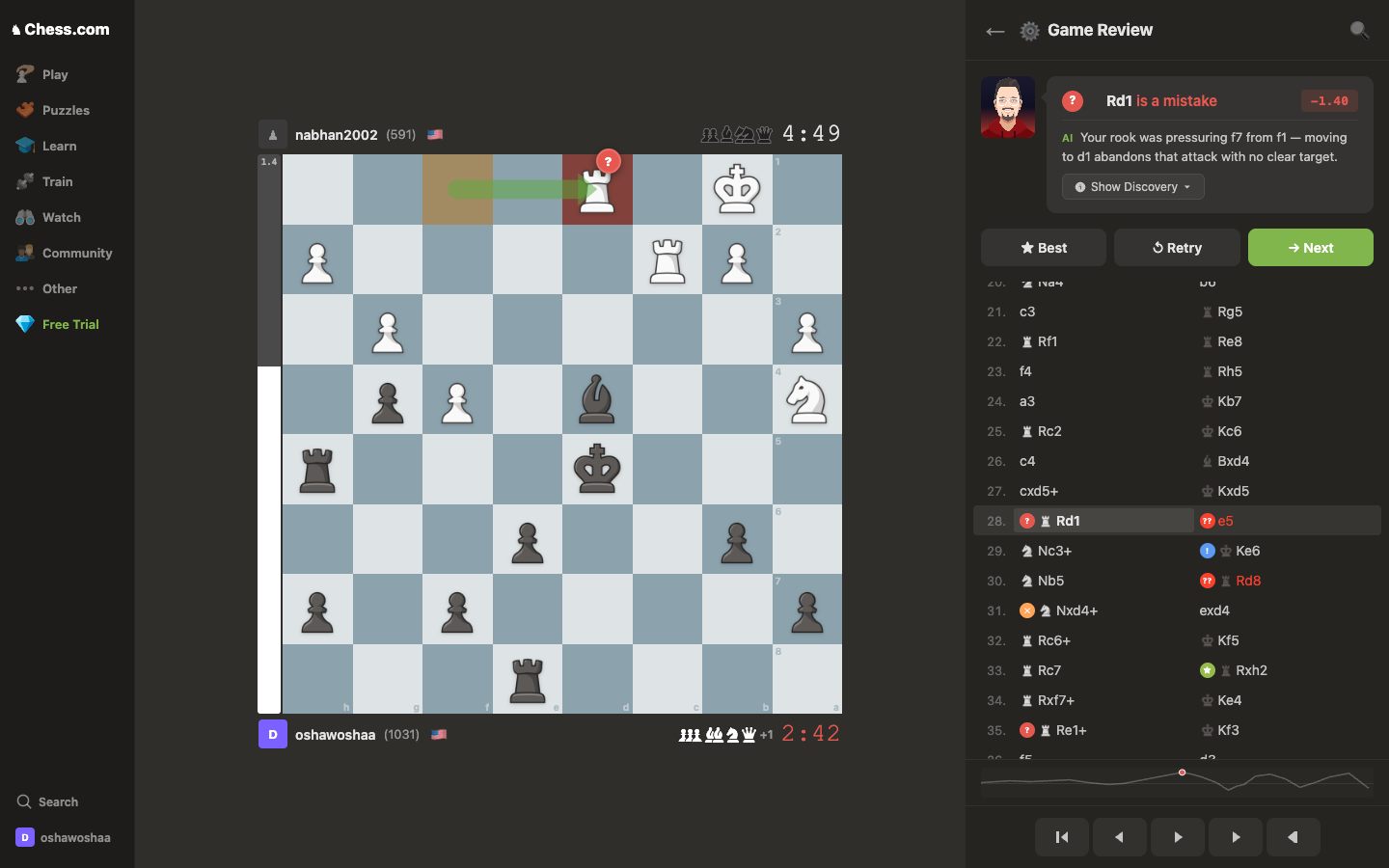 Chess.com AI Game Review prototype