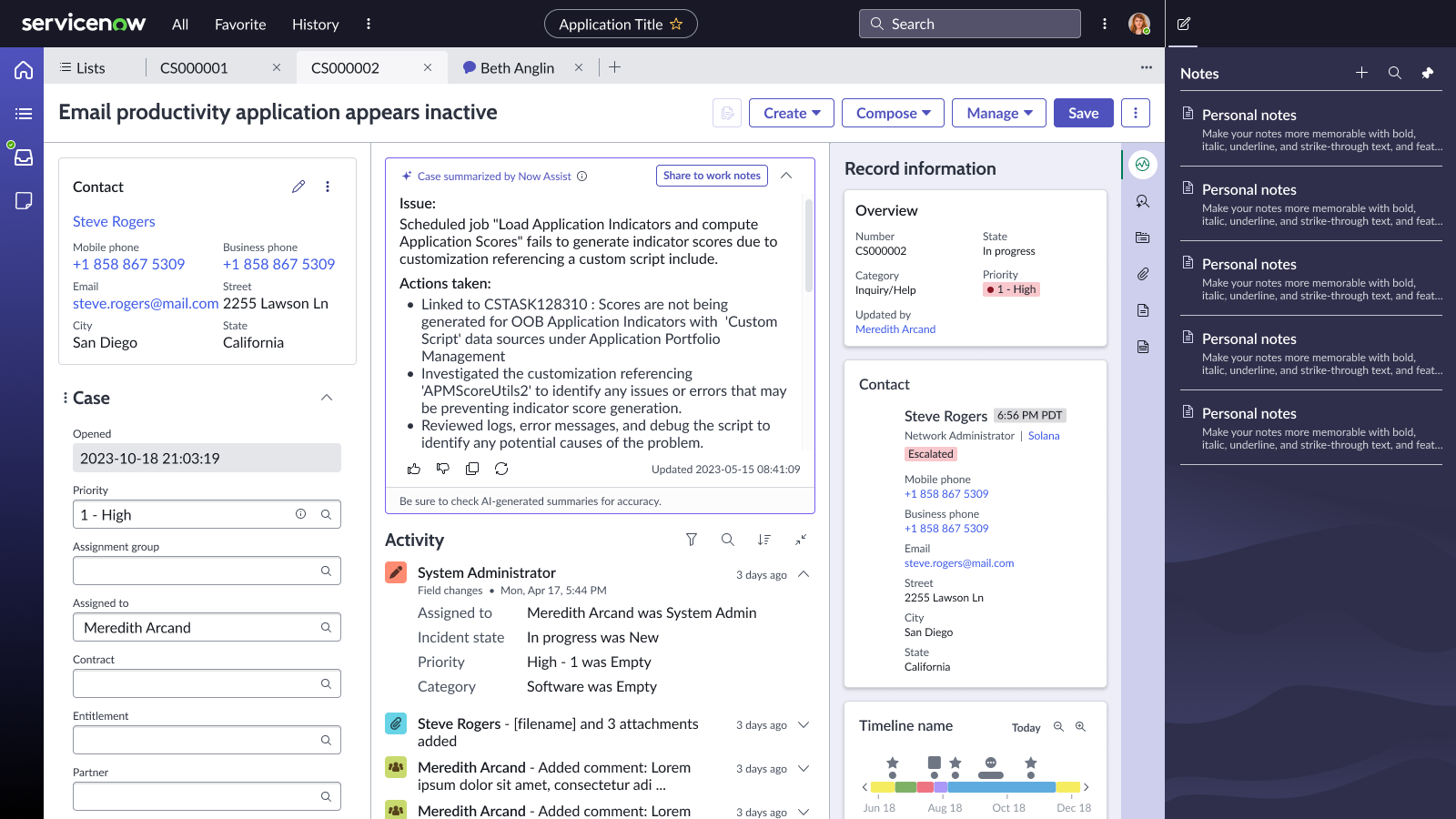 Frontline case page