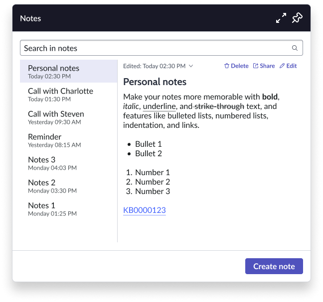 Notepad component